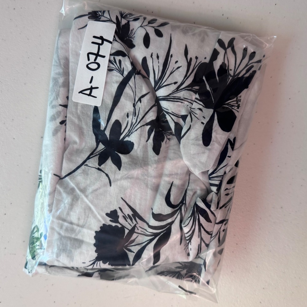 Joyspun Women Floral Cotton Nightgown White Black Lace Trim Sleep Dress Size L - Picture 7 of 8